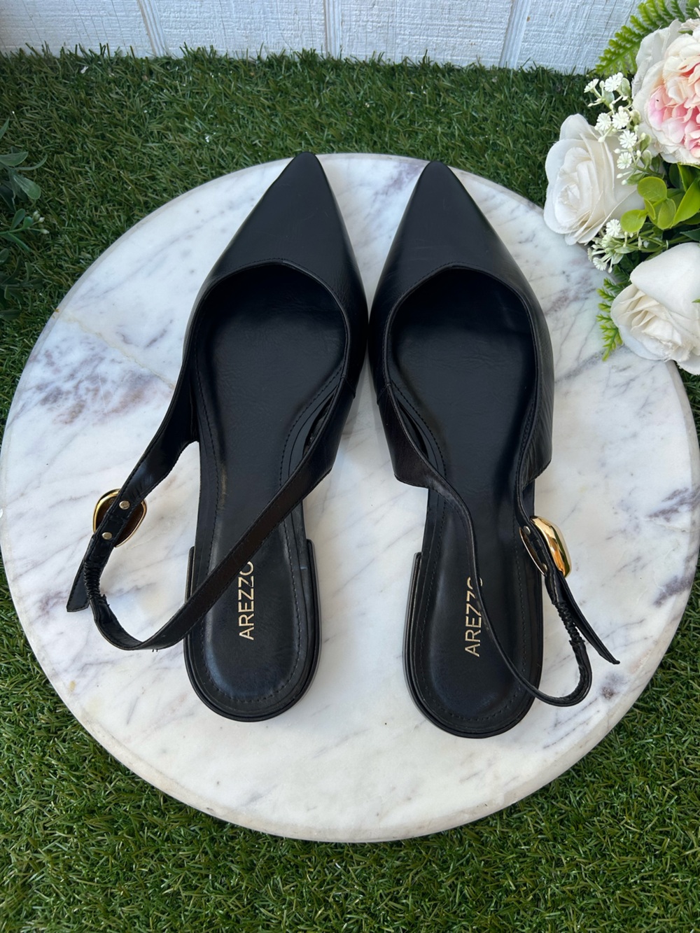 Arezzo Farrah Ballet Leather Flat in Black women size 8 gently used - Picture 8 of 16